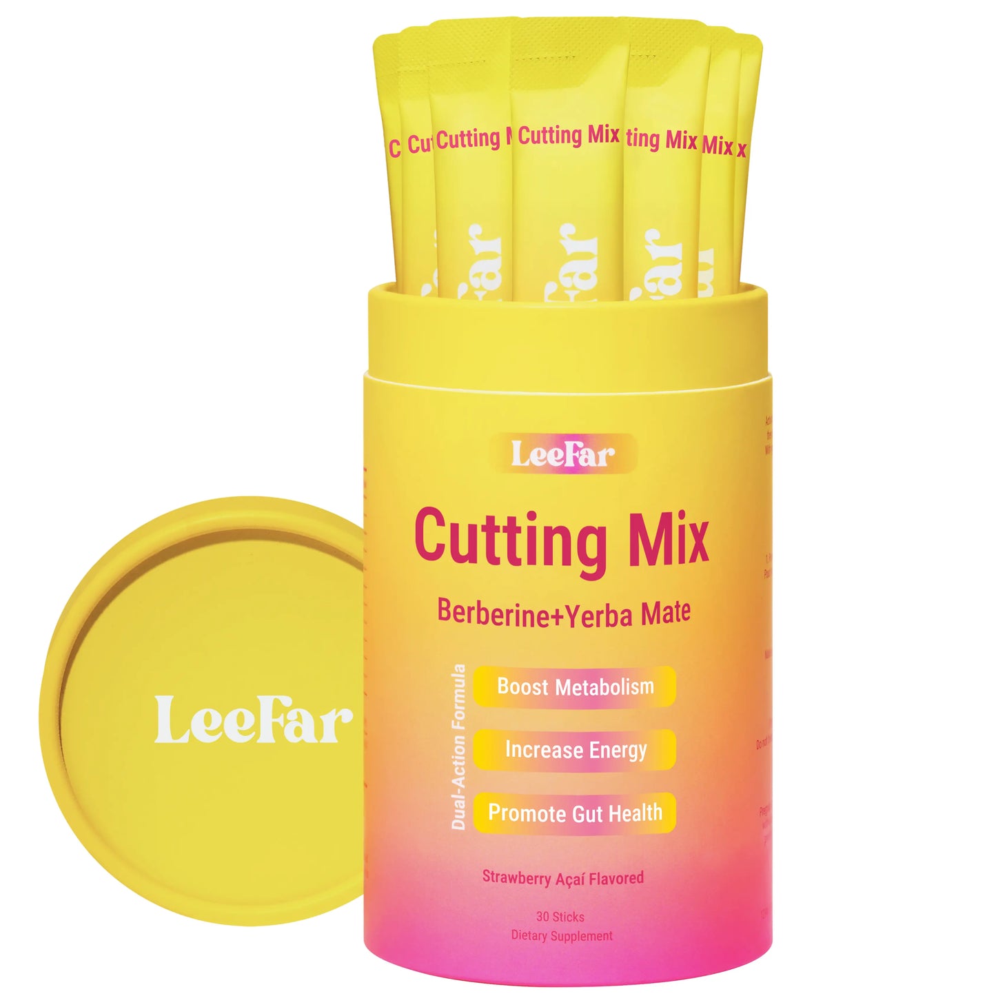 Leefar Cutting Drink Mix –| Strawberry Açaí Flavor – 30 Servings